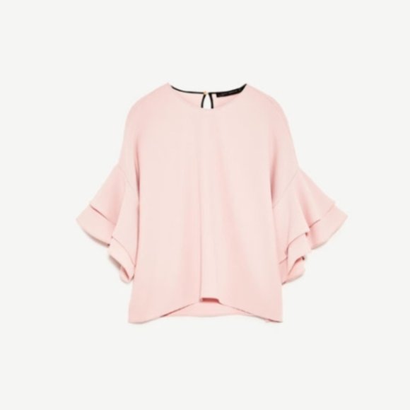 pink ruffle top zara